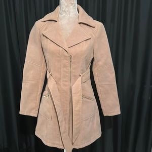 Bebe Long Double Collared Peacoat- Beige - Small
